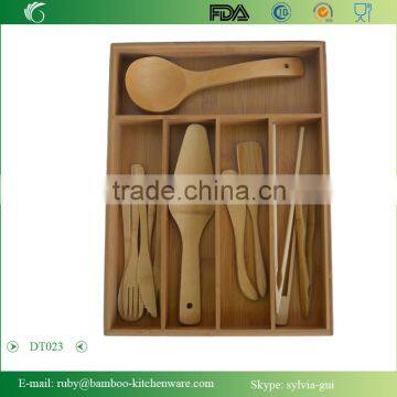 DT023/ Bamboo Kitchen Organizer Inner Drawer Cutlery Tray Storage Compartment