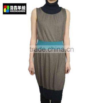 Silk Cashmere Blended Sweater Dress, Fashion Sleeveless High Neck Sweater Dress