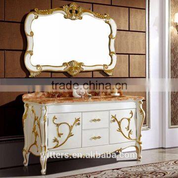 WTS-806BO Italian Double Rubber Solid Wood Bathroom Vanity Cabinets With Amber Jade Top photo-4