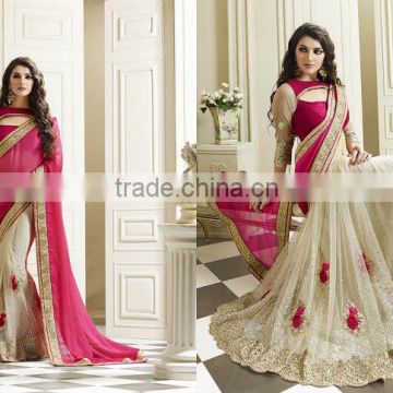 Pink Chiffon On Net Saree Traditional Buy