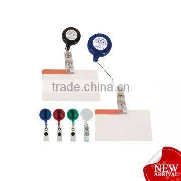 Retractable extendable id card name badge holder pin clip