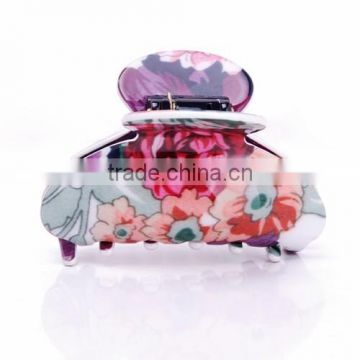 Fashion charming style peony butterfly hair claw clip flower print jaw clip