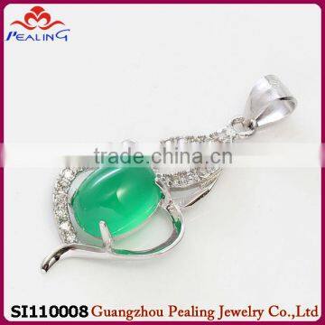 elegant Silver 925 Genuine Natural Chalcedony and Gemstone Pendant