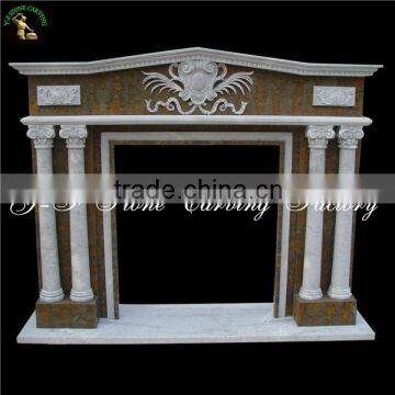 French Antique carved marble fireplace mantel