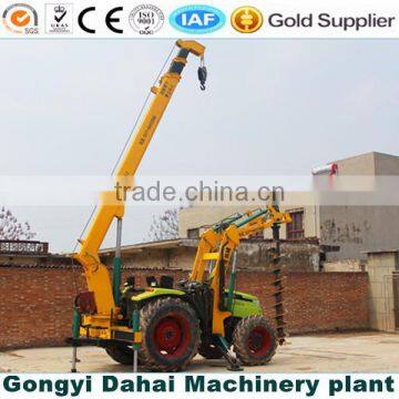 Wheeled Type Tractor Mounded Crane With Drilling Machine for 6 Meters Depth Hole Drilling photo-3