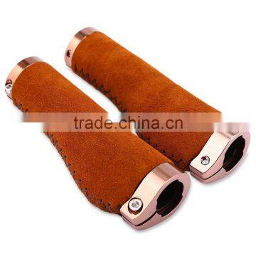 1 Pair Anti-slip Cycling MTB Bike Bicycle Handlebar Cover Grips Vintage Retro Leather Bilateral Lock Cover photo-2