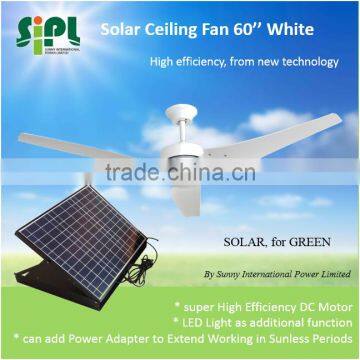 SIPL new product solar powered air cooling ceiling fan with power adapter can work 24 hours