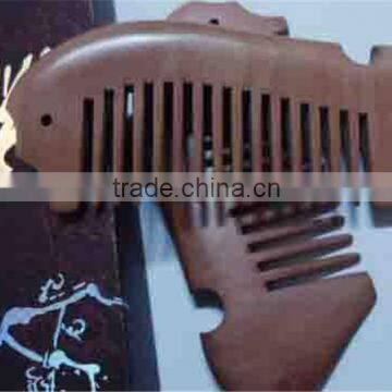 Fine-tooth with Anti-static for Detangling Curly Sea Horse Hair and Beard Comb Pocket Wood Comb