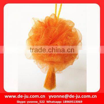 Orange Fringe Tassel Body Benefits Net Bath Sponge