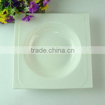 hot selling cheap porcelain square soup plate , cheap ceramics dinner plate