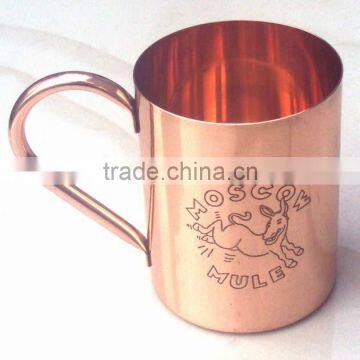 BPA FREE SMOOTH MOSCOW MULE 100% COPPER DRINKING MUGS WITH MOSCOW MULE ETCHING photo-2