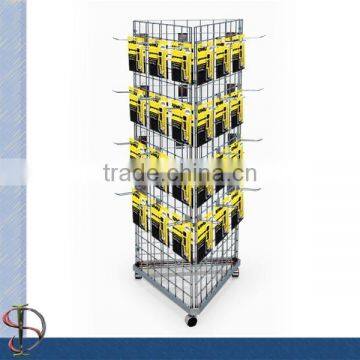 3 sides grid panel battery display stand