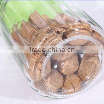 Set 3 Clear Round Large Glass Storage Jars With Green PP Lid