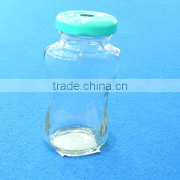 wholesale oval clear glass bottle with lid for juice milk water