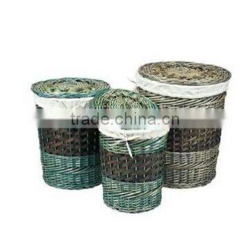 wicker material hand woven folding laundry basket with legs
