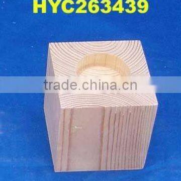 unfinished natural square pine wooden candle holder, home christmas decoration