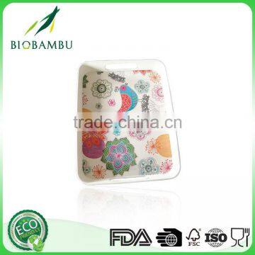 China manufacturer Good appearance Decal design Bamboo Fiber Food Serving Plate