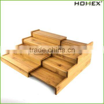 Bamboo expandable spice rack/ spice rack organizer Homex-BSCI