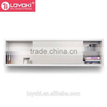 New design MDF wood wall-mounted modern wall bookshelf with sliding door floating shelf