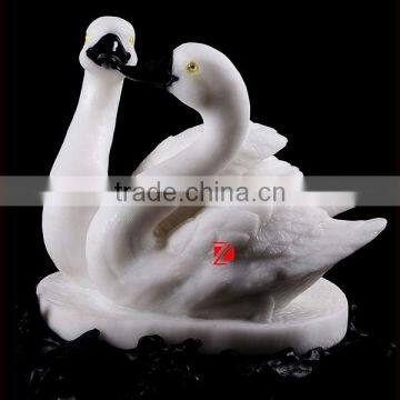 White Marble Swan Sculpture