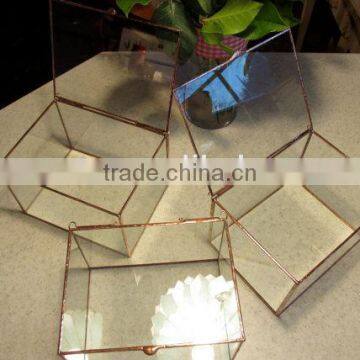 Hinged Top Jewelry Collections 3" to 4" Deep Smaller Size Clear Glass Terrarium photo-2