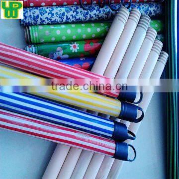 Plastic covered wooden mop rod with various pvc and plastic cap