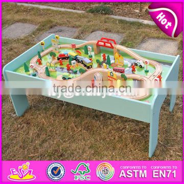 2017 New design funny activity toys wooden kids train table W04C071