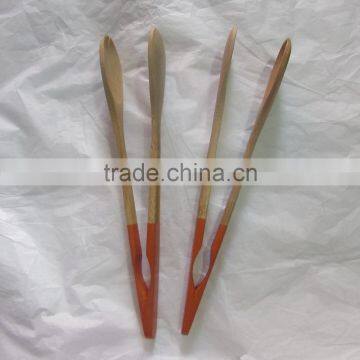 bamboo food clip with colour handle/ FDA,SGS,LFGB tong