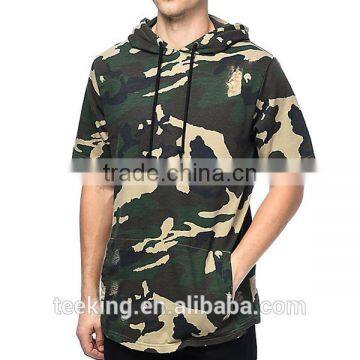 2017 wholesale mens camo hoodie short sleeve