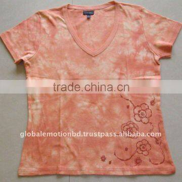 Latest Design High End Quality Tie dyed Cotton Ladies t-shirt