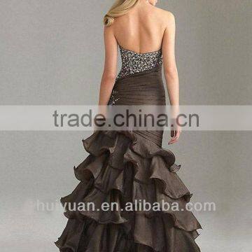 Backless Floor Length Heavy Beaded Red Mermaid Dress photo-3