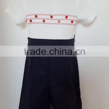 New Fashion Clothes Baby Boy Christmas Clothes with red Piping on collar