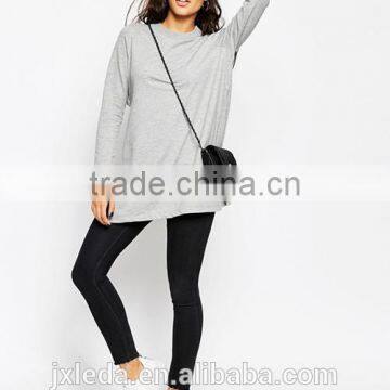 Latest Women Longline Side Splits Crewneck Plain Sweatshirt Wholesale photo-2