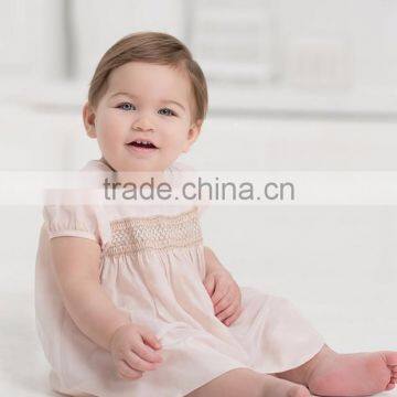 2015 Baby Frocks Designs Boutique Clothing Pink Cap Sleeve Fashion Girls Summer Smocked Party Dress photo-2