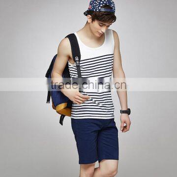 Wholesale Fashion Mens White Stripe Singlet photo-3