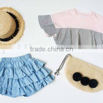 Denim Clolr 3 Layers Ruffle Shorts Stylish Kids Clothes Girls Shorts Wholesale photo-4