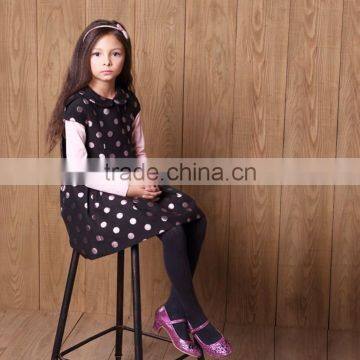 High End Baby Gril Dress Children Frocks Designs Girl Child Polk Dot Dress Wholesale photo-3