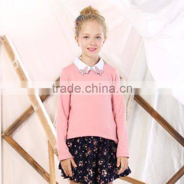 S32508W Baby Girls sweaters 2017 new brand children's clothing woolen Lapel Girls Sweater