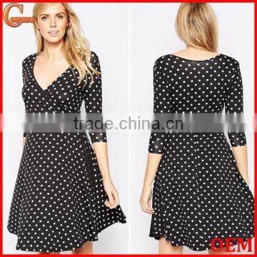 Regular Fit Spot Print Wrap Design Maternity Clothes for Nursing