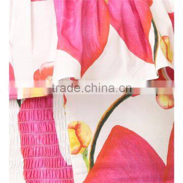 2017 Summer off Shoulder Bold Floral Print Flounce Best Blouses photo-5