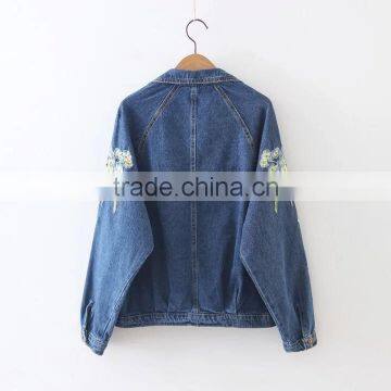 Ladies Autumn Embroidered 100% Cotton Jeans Jacket photo-2