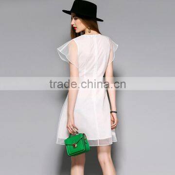 Dress Women Summer Round Collar Stereo Crochet New Retro Flower Embroidery Design Lace Enening Party Dress photo-3