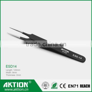 black patten anti-static ESD stainless steel tweezer ESD-14