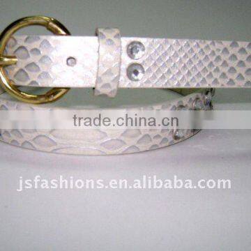 fashion rhinestone leather belt with snakeskin texture