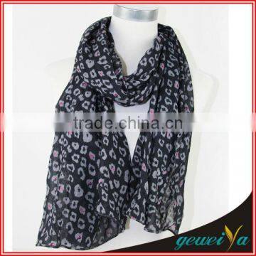 Black Small Leopard Print Scarf