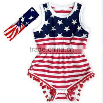 Pom pom romper baby girls 4th of July rompers St. Patricks M7040604