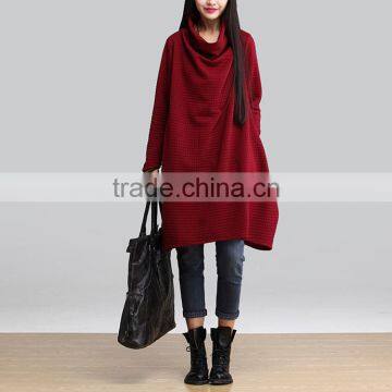 New 2016 Autumn And Winter Fashion Turtleneck Long Sleeve Loose Casual Dress Women Thicken Cotton Dresses Plus Size