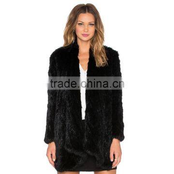 SJ460-01 The Nicole Soft Knit Rabbit Fur Sweater Jacket