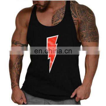 Mens T back black print custom made training singlet