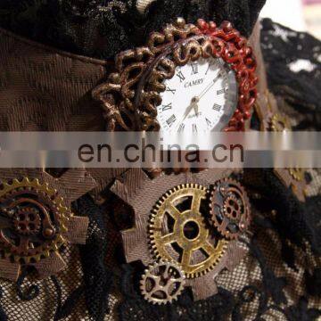 Steampunk Laced Jabot With Gear Decorations on a Choker-collar With a Real Clock photo-4